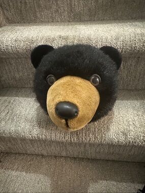 Stuffed Animal House plush black bear trophy head wall mount